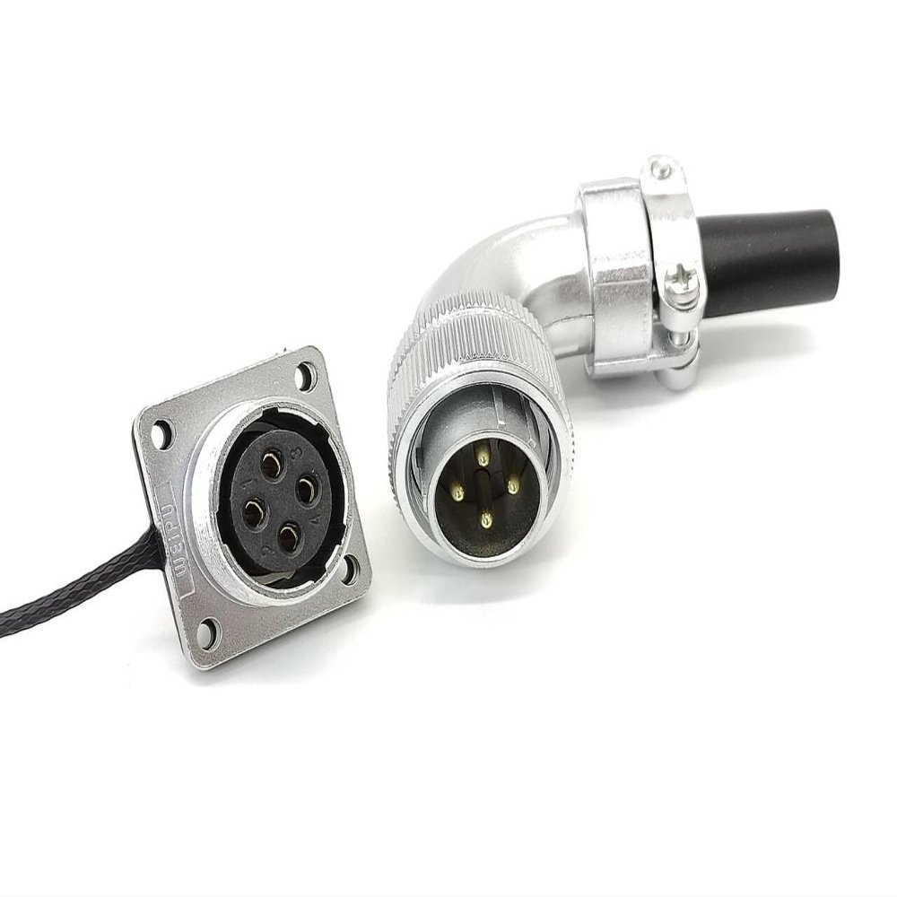 Elecbee WS20 4Pin Aviation Connector Male Plug Female Socket Metal Threaded Panel Mount Waterproof Connector (TS+Z 4pin)