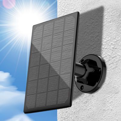 3W Solar Panel for Outdoor Wireless Security Camera, Continuously Power USB Solar Panel IP65 Waterproof, Adjustable Security Wall Mount (Black)