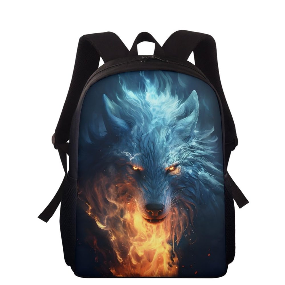 GLUDEAR Men's Novelty Fox Print 14inch Laptop Backpack College Computer Bag Women School Backpacks,Fireburst Wolf