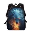 GLUDEAR Men's Novelty Fox Print 14inch Laptop Backpack College Computer Bag Women School Backpacks,Fireburst Wolf view 1