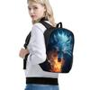 GLUDEAR Men's Novelty Fox Print 14inch Laptop Backpack College Computer Bag Women School Backpacks,Fireburst Wolf view 2