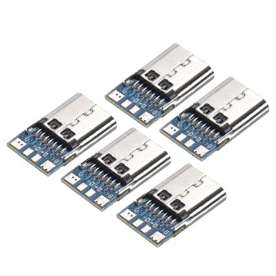 MECCANIXITY 5Pcs USB 3.1 Type C Connector 24 Pins Female Plug Socket Connector with PCB Board for Charging,Data Transfer