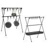 Outdoor Camping Hanging Rack - Aluminum Alloy Double-Layer Multifunctional Tripod Stand Tool in Black(#1) view 1