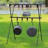 Outdoor Camping Hanging Rack - Aluminum Alloy Double-Layer Multifunctional Tripod Stand Tool in Black(#1) view 3