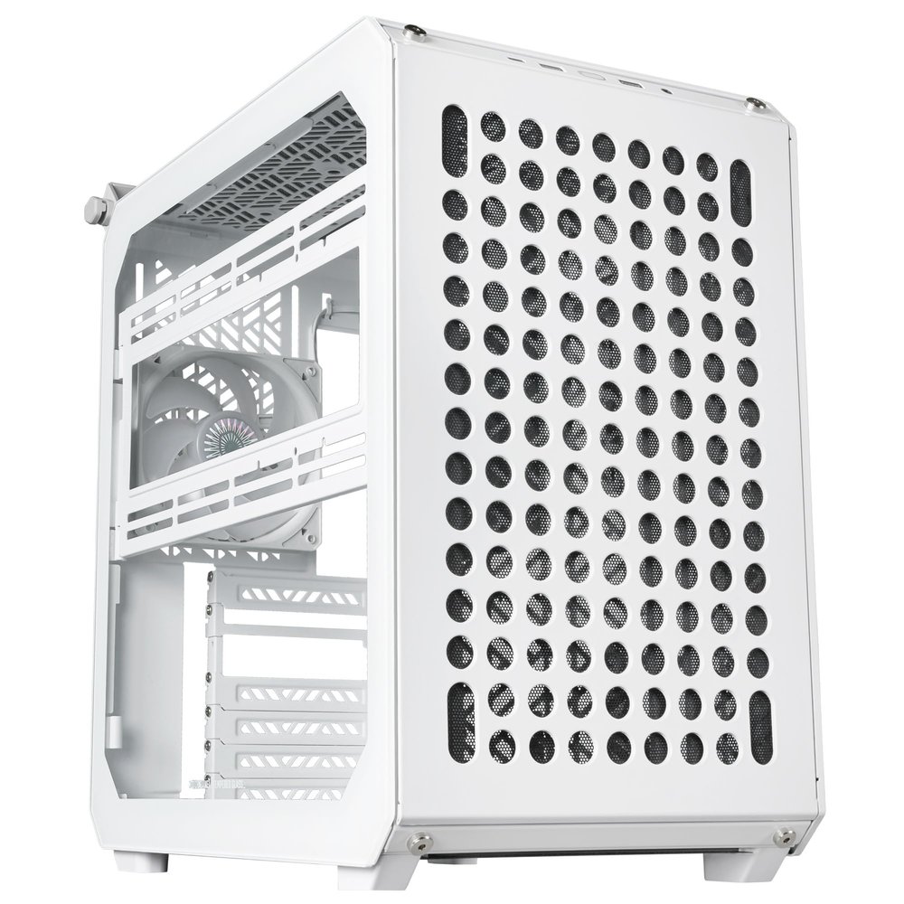 Cooler Master Qube 500 Flatpack - Mid-Tower ATX PC Case, Fully Modular, 1 x 120 mm Pre-Installed SF White Rear Fan, Vertical GPU Mount, Supports EATX Motherboards & Dual 280mm Radiators - White