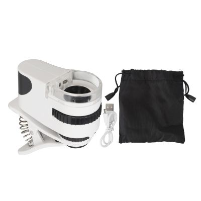 Clipon Magnifier Phone Clipon Microscope Magnifier 2 Brightness Levels Portable 50X Zoom Rechargeable for Smartphones