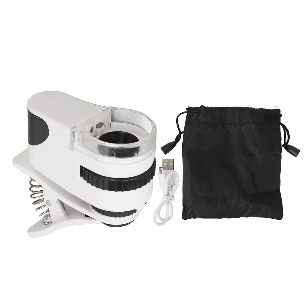 Clipon Magnifier Phone Clipon Microscope Magnifier 2 Brightness Levels Portable 50X Zoom Rechargeable for Smartphones