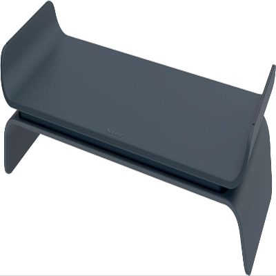 Leitz Ergo 65040089 Adjustable PC Monitor Stand, 2 Different Heights, Desktop Monitor Riser, Ergo Range, Dark Grey/White