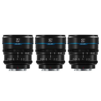 SIRUI Night Walker S35 Manual Focus Cine Lens Set, 24mm, 35mm, 55mm, T1.2 Large Aperture M4/3 Mount Lens for BMPCC4K, GH5II, GH5S, GH6, Z Cam (MS-3SMB, Black)