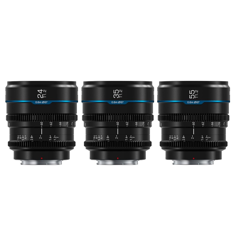 SIRUI Night Walker S35 Manual Focus Cine Lens Set, 24mm, 35mm, 55mm, T1.2 Large Aperture M4/3 Mount Lens for BMPCC4K, GH5II, GH5S, GH6, Z Cam (MS-3SMB, Black)
