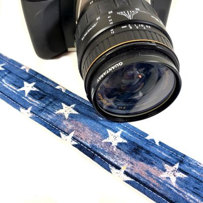 Blue Stars Camera Strap, USA Camera Strap Universal DSLR Neck & Shoulder Strap, Photography Accessory, Gift for Men & Women