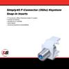Simply45 F-Connector (3Ghz) Keystone Snap-in Coupler Inserts - White, 25 Pieces - UL, Female-to-Female, Gold Plated - S45-3209W-25 view 2