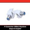 Simply45 F-Connector (3Ghz) Keystone Snap-in Coupler Inserts - White, 25 Pieces - UL, Female-to-Female, Gold Plated - S45-3209W-25 view 3