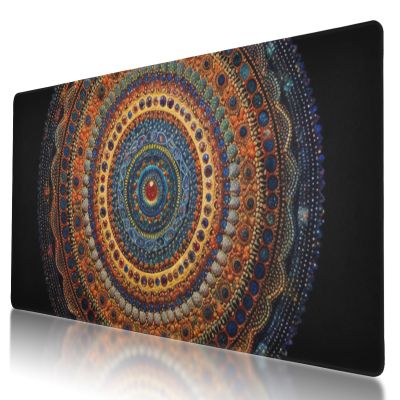 Durable and Washable Mandala Designed Mouse Pad 35.5 x 16 Inch, Non-Slip Rubber Base, Ideal for Easy Typing and Gaming
