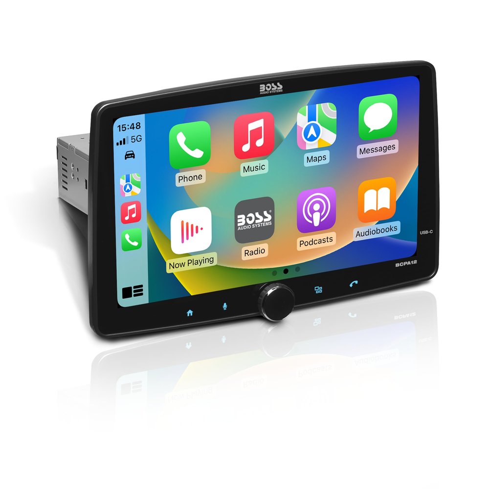 BOSS Audio Systems BCPA12 Single Din Car Stereo - Apple CarPlay, Android Auto, 12 Inch Touchscreen, Bluetooth, No DVD CD Player, Radio Receiver