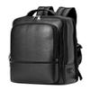 15.6 inch Laptop Backpack for Men, Casual Daypack Commuter Business Genuine Leather Bookbag with USB Charging Port (Black) view 1