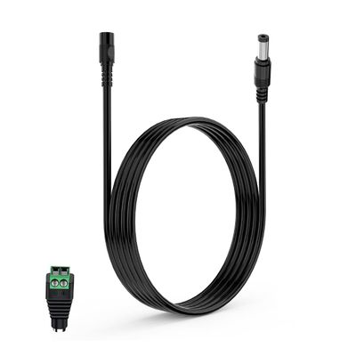 LONNKY 3FT 1M DC Power Extension Cable 5.5mm x 2.1mm, Universal DC 12V Power Extension Cable for Security Camera, LED Strip, CCTV IP Surveillance (3ft, Black)
