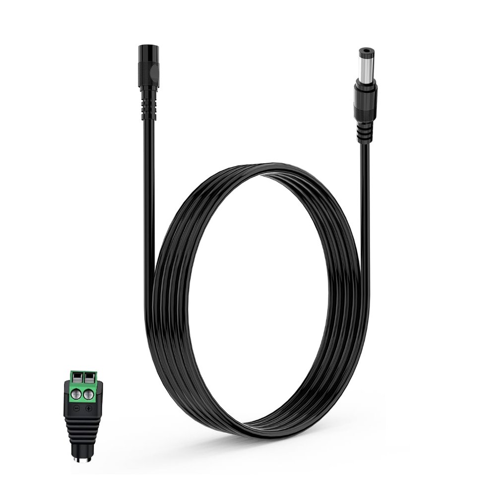 LONNKY 3FT 1M DC Power Extension Cable 5.5mm x 2.1mm, Universal DC 12V Power Extension Cable for Security Camera, LED Strip, CCTV IP Surveillance (3ft, Black)