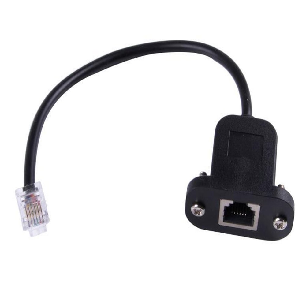 FUzha 25cm rj12 6p6c Telephone Female Socket to Male Adapter Jumper LAN Network ethernet Bulkhead Panel Mount Extension Cable