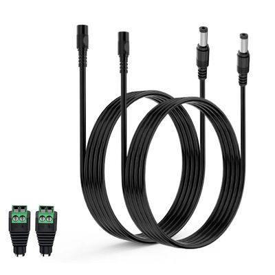 2 Pack 3FT 1M DC Power Extension Cable 5.5mm x 2.1mm, Universal DC 12V Power Extension Cable for Security Camera, LED Strip, CCTV IP Surveillance (2 Pack, Black)