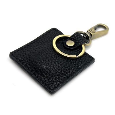 Della Stella Genuine Leather Airtag Holder Keychain,Full Coverage Protective Case for Apple Airtag GPS Tracker,Portable Airtag Cover