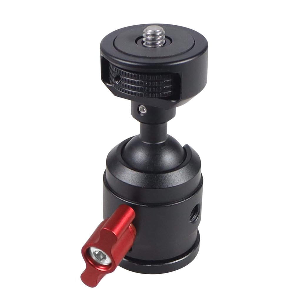 NovelGoal Tripod Head Standard 1/4 Inch Screw Interface Ballhead Adapter for Digital SLR Cameras Monitor Vlog Flash Light Microphone (Type B Lock Disc)