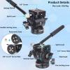 INNOREL F20 Fluid Head,Tripod Pan Tilt Head Mini Pan Metal Camera Video Tripod Head with 2 Arca Swiss Quick Release Plates, Handle, Magic Arm & Phone Clip for Video DSLR Cameras, Max Load 11lb/5kg view 2