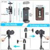 INNOREL F20 Fluid Head,Tripod Pan Tilt Head Mini Pan Metal Camera Video Tripod Head with 2 Arca Swiss Quick Release Plates, Handle, Magic Arm & Phone Clip for Video DSLR Cameras, Max Load 11lb/5kg view 4