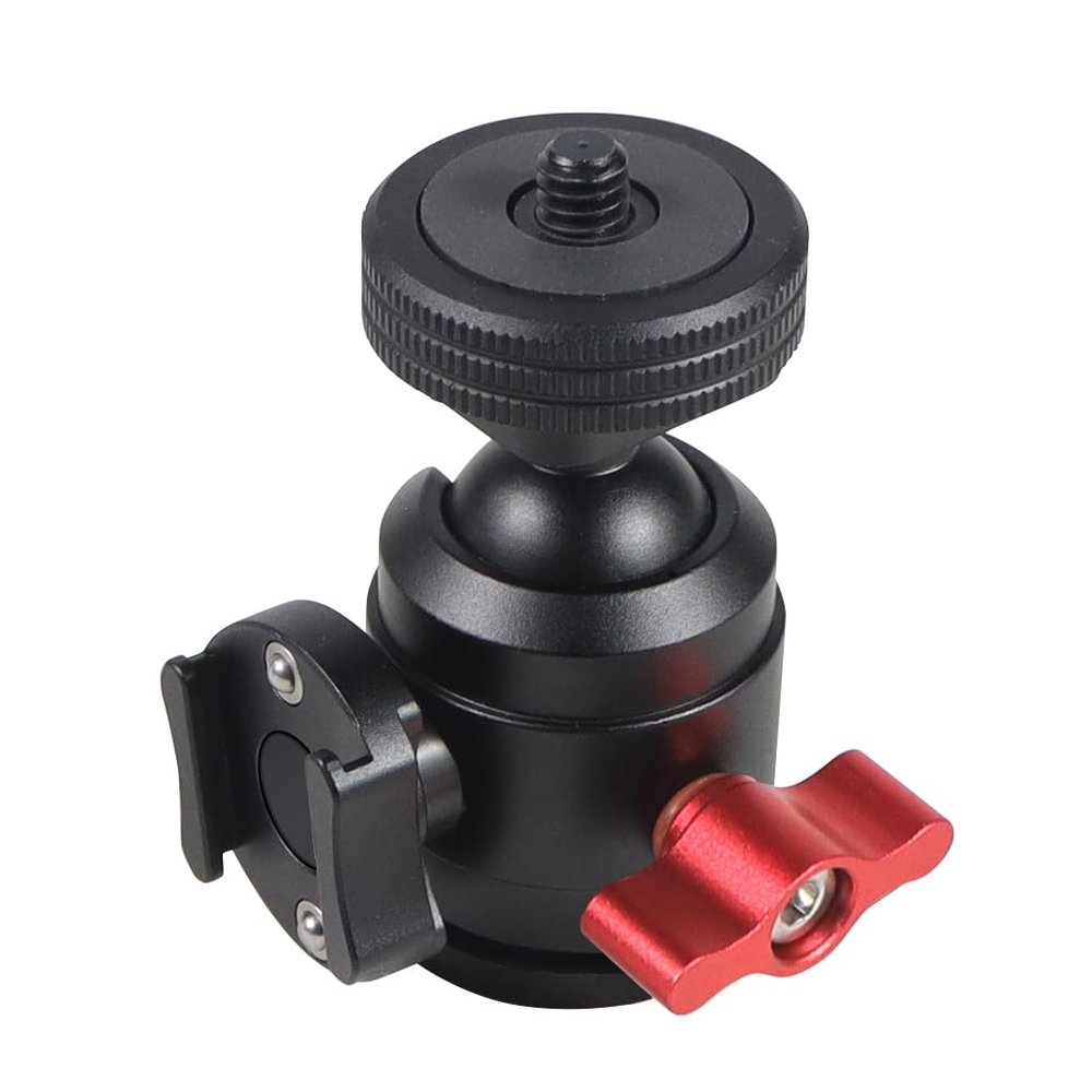 NovelGoal Tripod Head Standard 1/4 Inch Screw Interface Ballhead Adapter for Digital SLR Cameras Monitor Vlog Flash Light Microphone (Type A 1x Cold Shoe)
