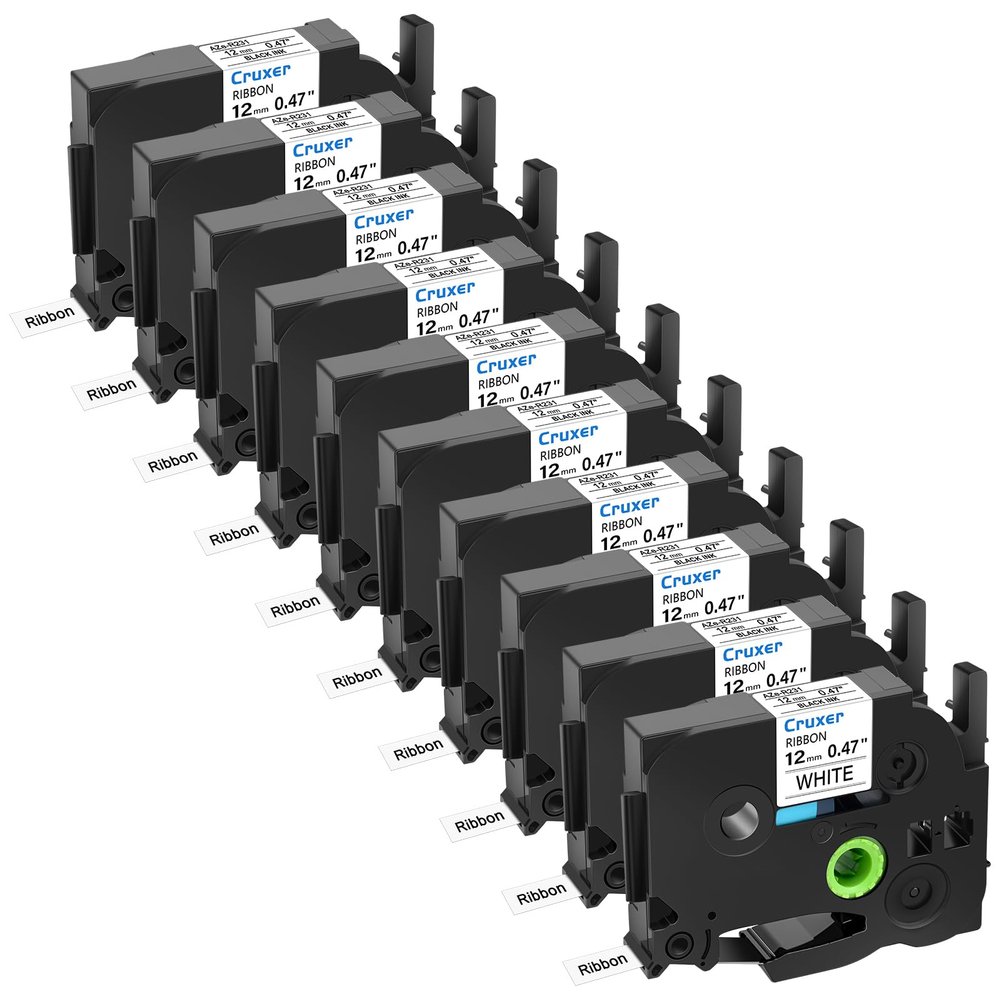 10 Pack Compatible for Brother P-Touch TZe-R231 TZ-R231 TZe Satin Ribbon Tape 12mm 0.47 Inch Black on White Fabric Tape for Ptouch Embellish PT-2030AD PT-1090 1290 1880W PT-H100 Label Maker