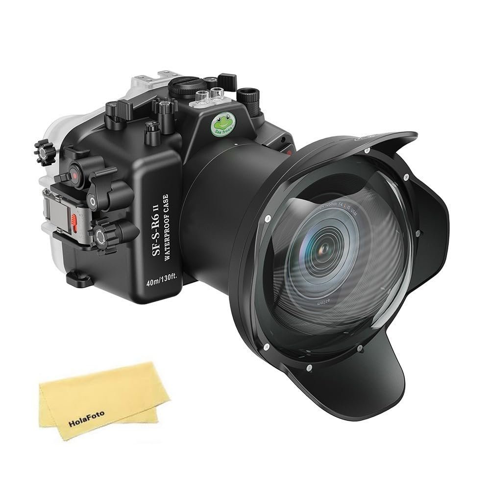 Seafrogs Underwater Housing for Canon EOS R6 Mark II, 40M Waterproof Case with WA005A Long Dome Port Kit, Waterproof Scuba Diving Case for Canon R6 II+RF 24-105mm F4L/ RF 15-35mm F2.8L