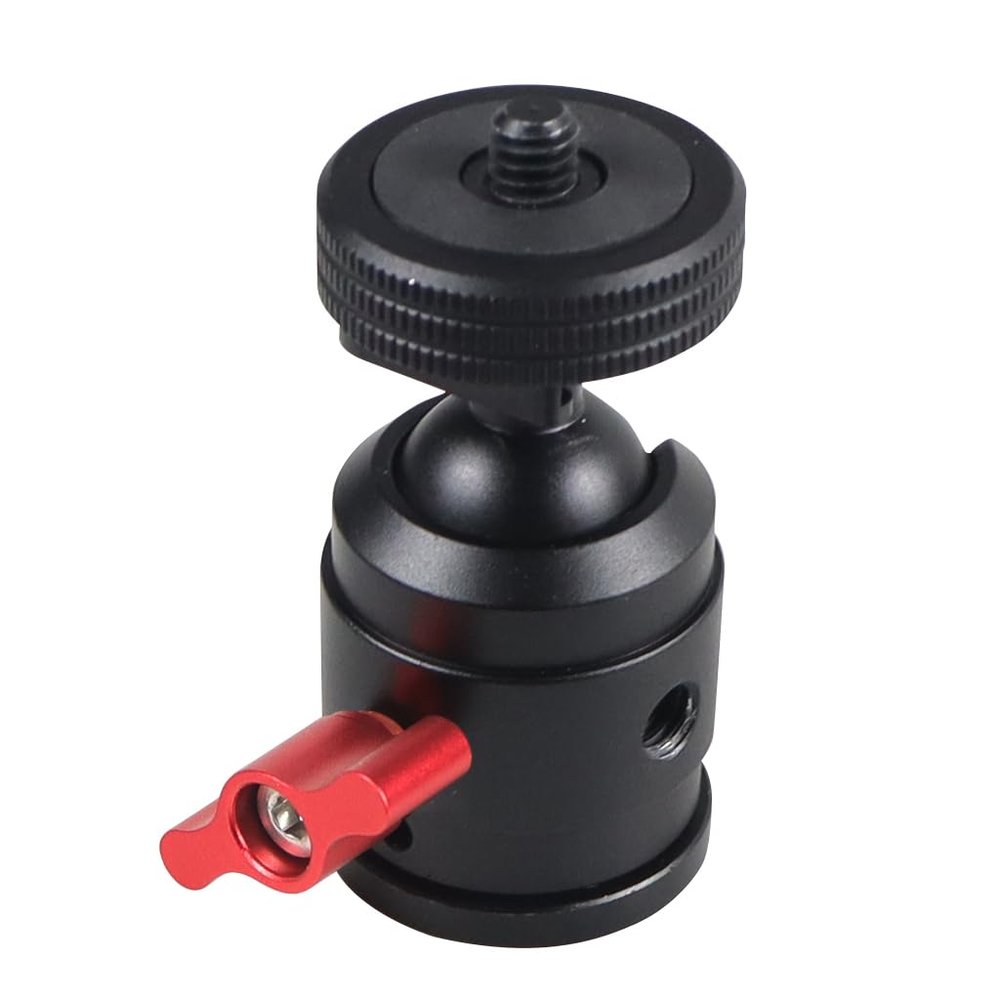 NovelGoal Tripod Head Standard 1/4 Inch Screw Interface Ballhead Adapter for Digital SLR Cameras Monitor Vlog Flash Light Microphone (Type A Dual Use)