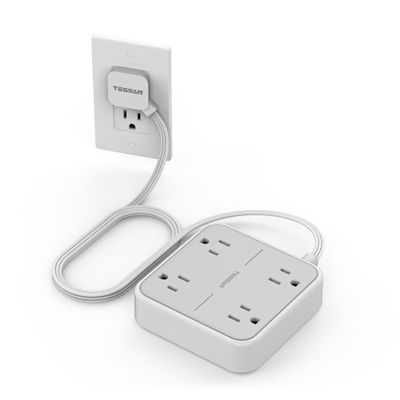 Surge Protector Power Strip, TESSAN 5 ft Extension Cord Flat Plug with 4 Widely Outlets, Indoor Desk Charging Station with Surge Protection for Home, Office Supplies, Dorm Room Essentials