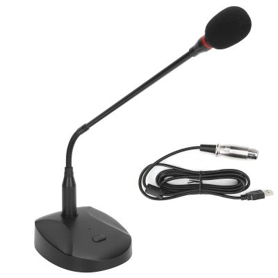 Cyrank USB Computer Microphone, Gooseneck Condenser Microphone Wired Microphone Podium Microphones Desktop Paging Mic Corded Voice Mic for Meetings Lectures
