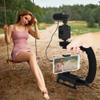 Handheld Camera Stabilizer Bracket,Portable U Shape Video Holder with LED Fill Light and Microphone for Interview Photography Portable DV Bracket Studio Kit Cold Shoe Tripod Head All Cameras Home view 3