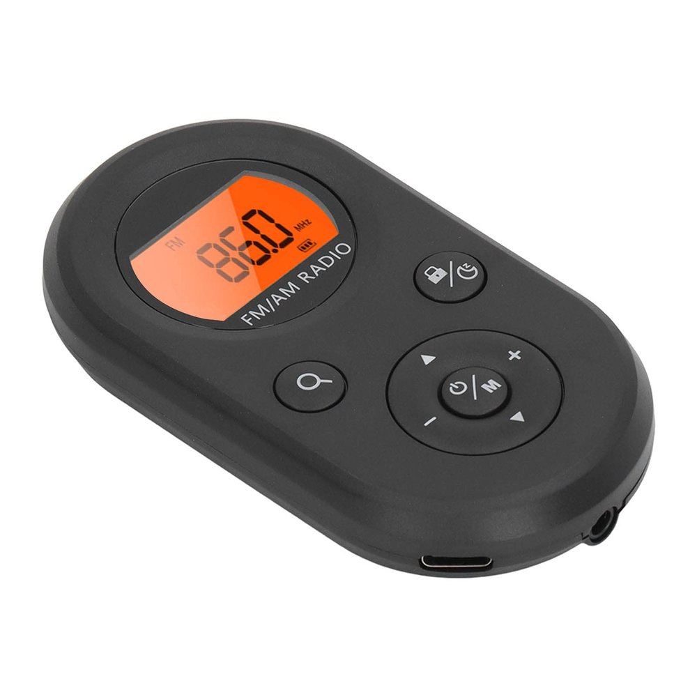 Portable AM FM Mini Radio with Earphone, Backlight, Best Reception for Outdoor Use (Black)