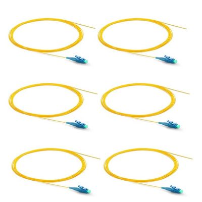 5er Link Technology 6 Strand Single-Mode LC OS1 Fiber Optic Cable Pigtails for Fusion Splicer Splicing. Includes 6 Fiber Optic Fusion Splice Protective Shrink Sleeves 2.5-60 mm Long (LC SM 0S1)