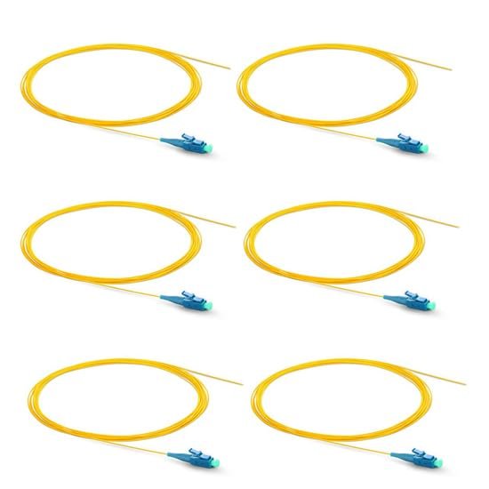 5er Link Technology 6 Strand Single-Mode LC OS1 Fiber Optic Cable Pigtails for Fusion Splicer Splicing. Includes 6 Fiber Optic Fusion Splice Protective Shrink Sleeves 2.5-60 mm Long (LC SM 0S1)