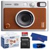 Fujifilm INSTAX MINI EVO Hybrid Instant Camera (Brown) Bundle, Includes: 60 INSTAX Mini Film (60 Exposures), SanDisk 32GB MicroSDHC Memory Card and More (5 Items) view 1