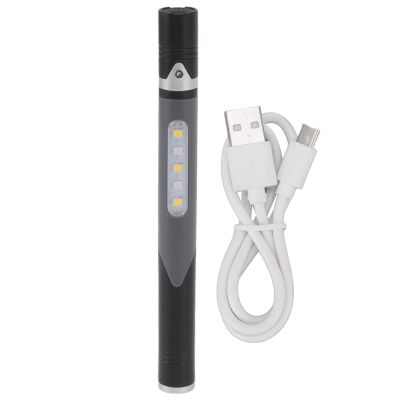 YOUTHINK USB Pen Flashlight with Clip, 3 Light Sources LED Chip, Widely Used for Repair Hospital, Pen Light Flashlight (Black)