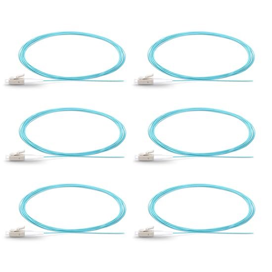 5er Link Technology 6 Strand Multi-Mode LC OM3 Fiber Optic Cable Pigtails for Fusion Splicer Splicing. Includes 6 Fiber Optic Fusion Splice Protective Shrink Sleeves 2.5-60 mm Long (LC MM OM3)
