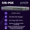 Alta Labs S16-POE Cloud-Managed PoE+ Switch w/ 16 Gigabit Ethernet Ports and 2 SFP Ports, Power Over Ethernet on 8 Ports, 120W PoE Budget, 2 SFP Ports Support Up to 1 Gbps Fiber or Copper Connections view 2