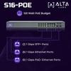 Alta Labs S16-POE Cloud-Managed PoE+ Switch w/ 16 Gigabit Ethernet Ports and 2 SFP Ports, Power Over Ethernet on 8 Ports, 120W PoE Budget, 2 SFP Ports Support Up to 1 Gbps Fiber or Copper Connections view 3