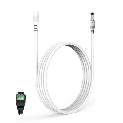 LONNKY 10FT 3M DC Power Extension Cable 5.5mm x 2.1mm, Universal DC 12V Power Extension Cable for Security Camera, LED Strip, CCTV IP Surveillance (10ft, White)