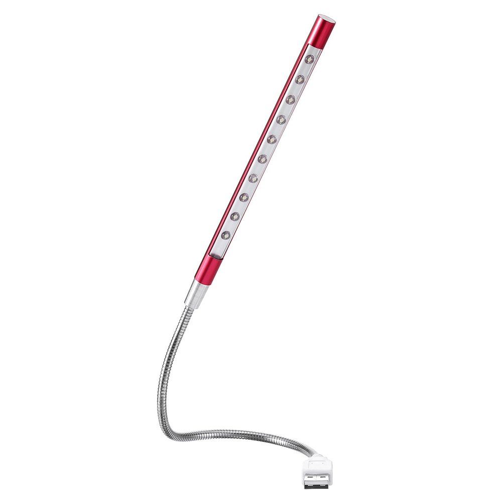 PATIKIL Keyboard Light Laptop Lamp USB LED Lights, 10 Lamp Beads LED Light Flexible Stick Long Geeseneck Lamp, Red