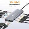 USB C Docking Station Dual HDMI Adapter, 11 in 1 Multi Display Docking Station Dual Monitor with 2 HDMI, VGA, 100W PD, 4 USB, USB C Hub Multiport Dongle Compatible with MacBook/Dell/HP/Lenovo Laptops view 2