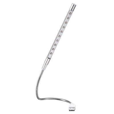 PATIKIL Keyboard Light Laptop Lamp USB LED Lights, 10 Lamp Beads LED Light Flexible Stick Long Geeseneck Lamp, Silver Tone