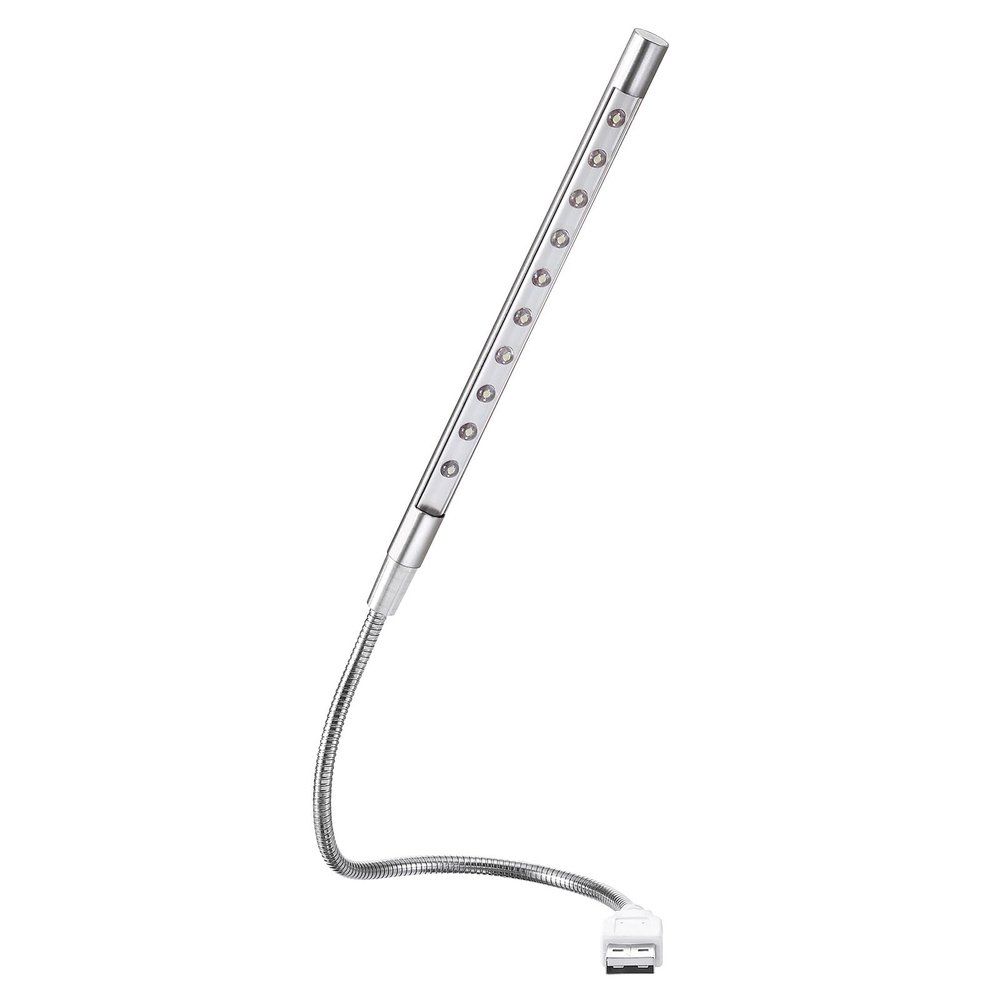 PATIKIL Keyboard Light Laptop Lamp USB LED Lights, 10 Lamp Beads LED Light Flexible Stick Long Geeseneck Lamp, Silver Tone