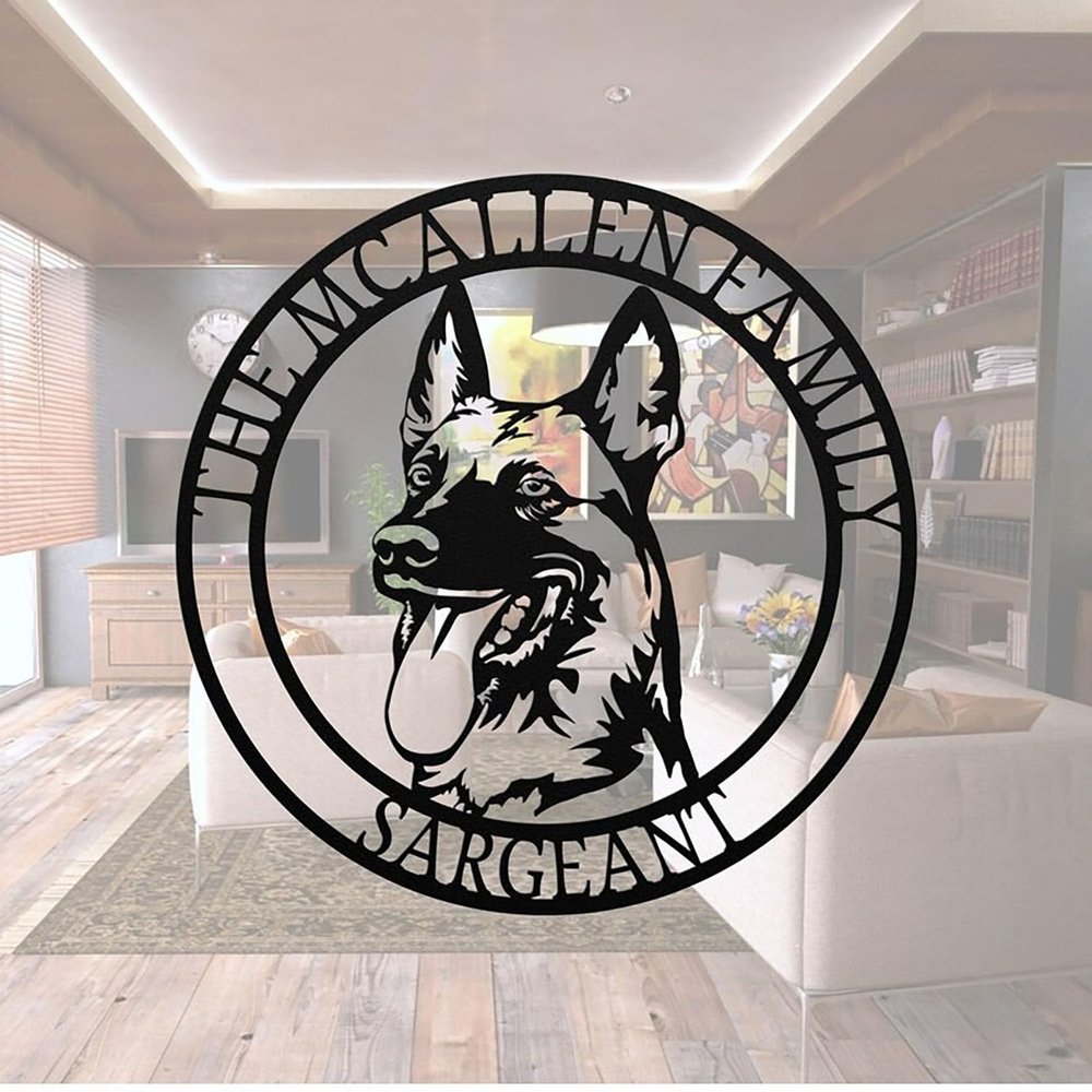 Belgian Malinois Metal Sign, Personalized Dog Name Sign, Custom Dog Metal Sign, Dog Metal Wall Art, Dog Decor, Dog Address Sign, Pet Name Sign, Dog House Sign Led Light Dad Mom Gifts