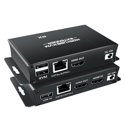 HDMI USB KVM Extender Kit, BolAAzuL 60M HDMI KVM USB Extender 1080P Over RJ45 Cat5e/6 Network Cable with Loopout & POC, Lossless Trans Flexible Distance